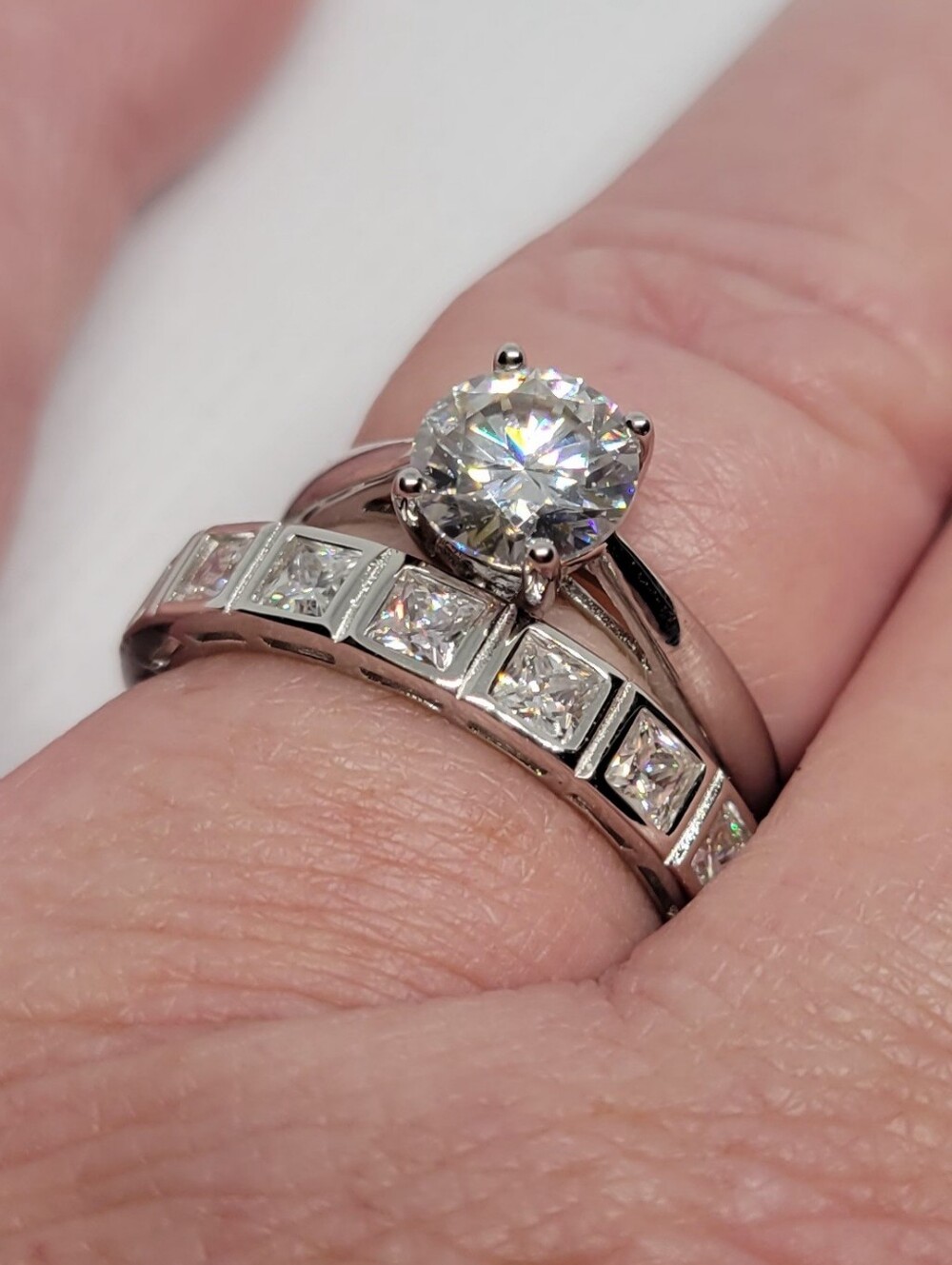 Eternity Band with Princess Cut Moissanite Stones Ring - Picture 6 of 6